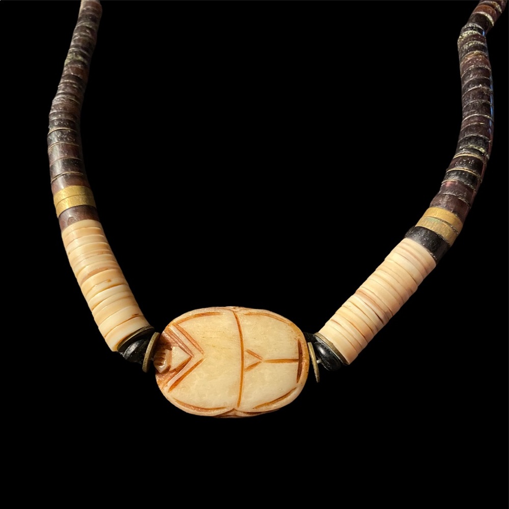 Vintage Egyptian Scarab Beetle Necklace Purchased 1986 - Picture 2 of 6